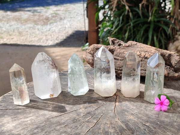 Polished Quartz Crystal Points with Chlorite Inclusions x 6 From Madagascar