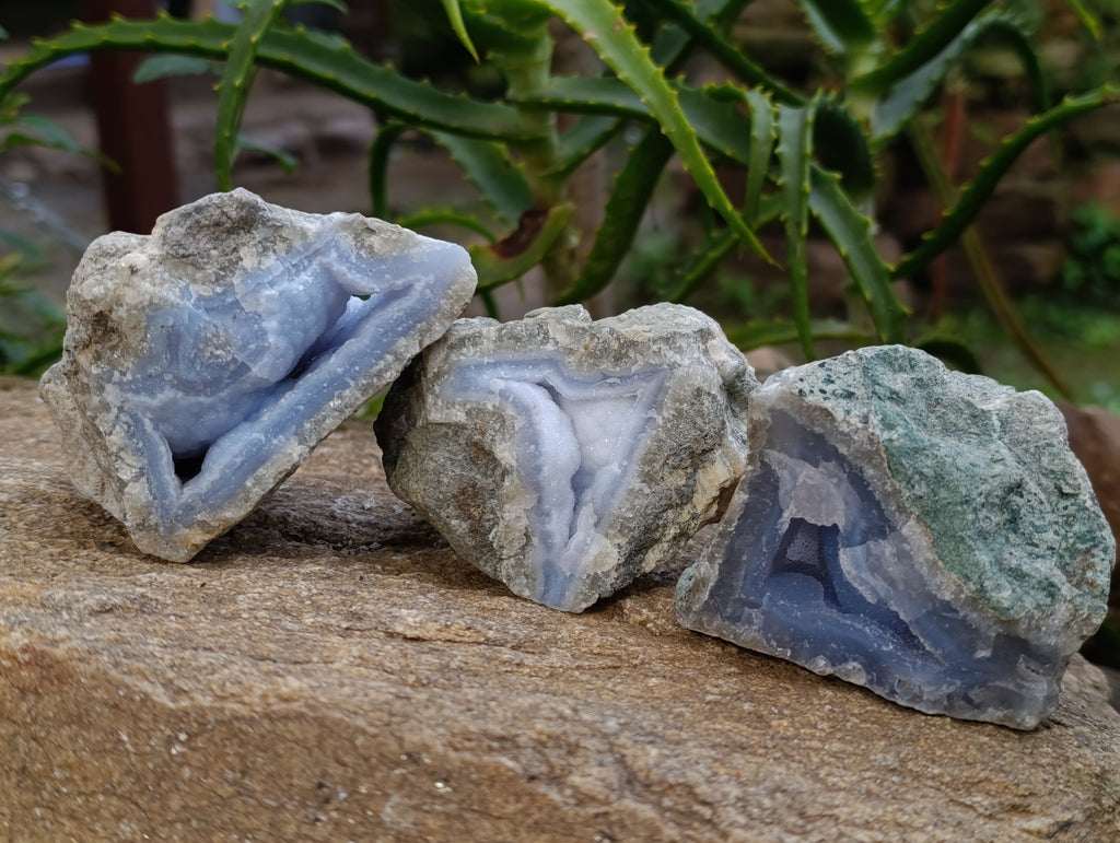 Natural Blue Lace Agate Geode Specimens x 12 From Nsanje, Malawi - Toprock Gemstones and Minerals 