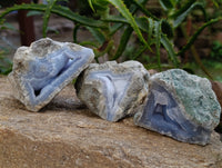 Natural Blue Lace Agate Geode Specimens x 12 From Nsanje, Malawi