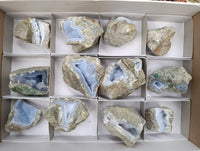 Natural Blue Lace Agate Geode Specimens x 12 From Nsanje, Malawi