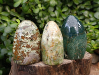 Polished Chrysoprase Standing Free Forms x 6 From Madagascar
