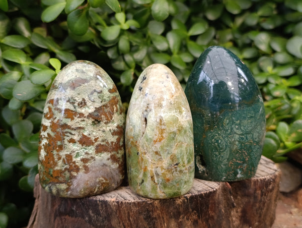 Polished Chrysoprase Standing Free Forms x 6 From Madagascar