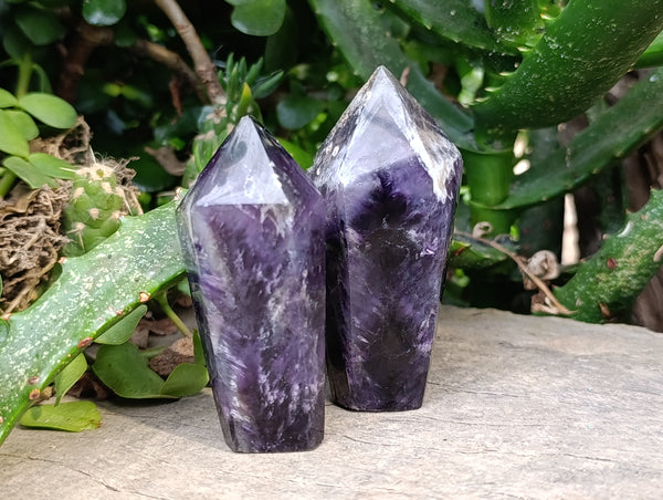 Polished Chevron Amethyst Points x 12 From Zambia