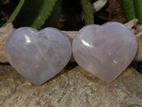 Polished Pink Pearl Girasol Quartz Hearts x 3 From Ambatondrazaka, Madagascar