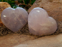 Polished Pink Pearl Girasol Quartz Hearts x 3 From Ambatondrazaka, Madagascar