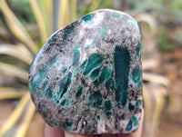 Polished Emerald Mica In Matrix Standing Free Forms x 4 From Mutoko, Zimbabwe - Toprock Gemstones and Minerals 
