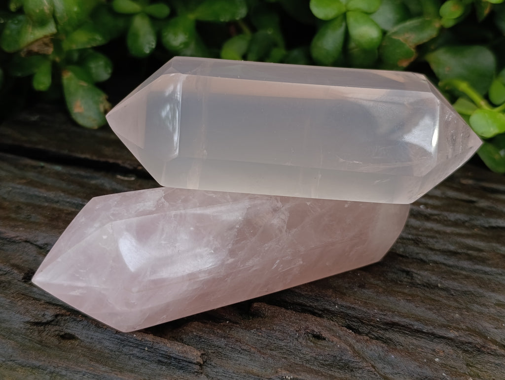 Polished Double Terminated Rose Quartz Points x 6 From Ambatondrazaka, Madagascar - Toprock Gemstones and Minerals 