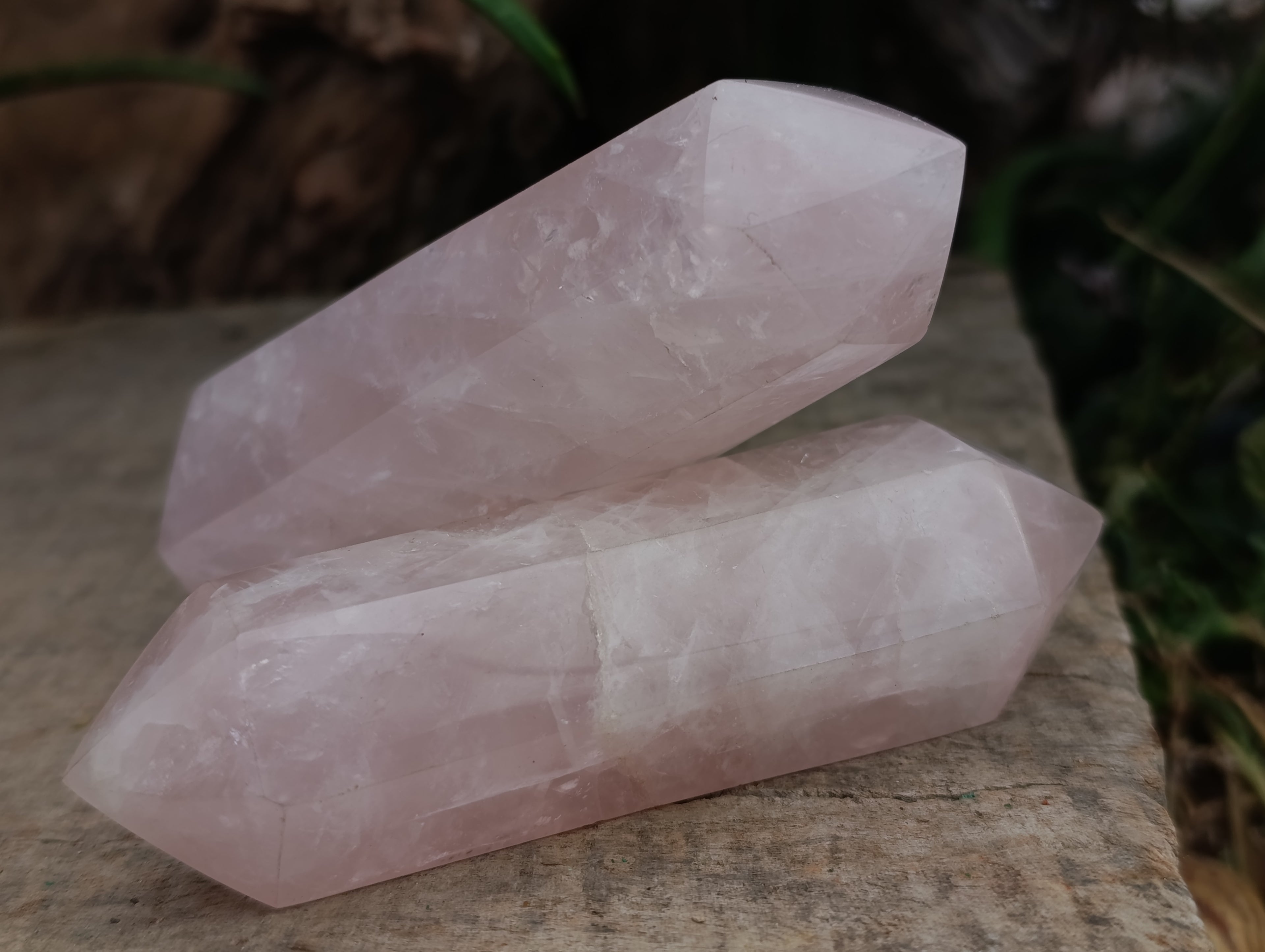 Polished Double Terminated Rose Quartz Points x 6 From Ambatondrazaka, Madagascar - Toprock Gemstones and Minerals 