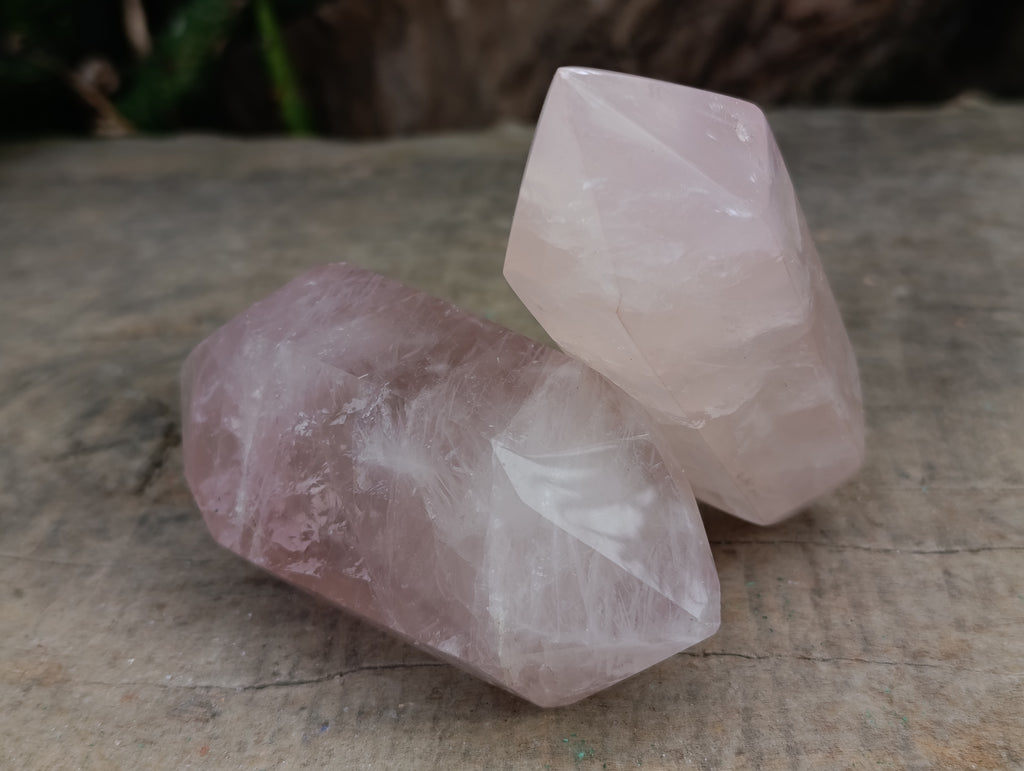 Polished Double Terminated Rose Quartz Points x 6 From Ambatondrazaka, Madagascar - Toprock Gemstones and Minerals 