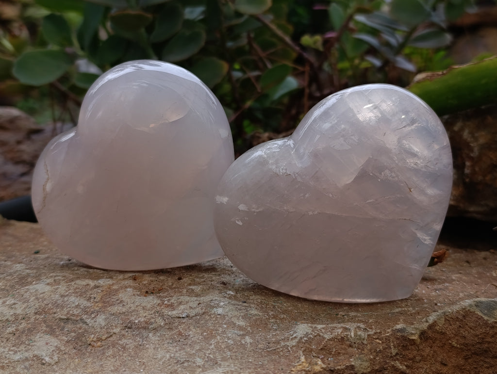 Polished Pink Pearl Girasol Quartz Hearts x 3 From Ambatondrazaka, Madagascar - Toprock Gemstones and Minerals 