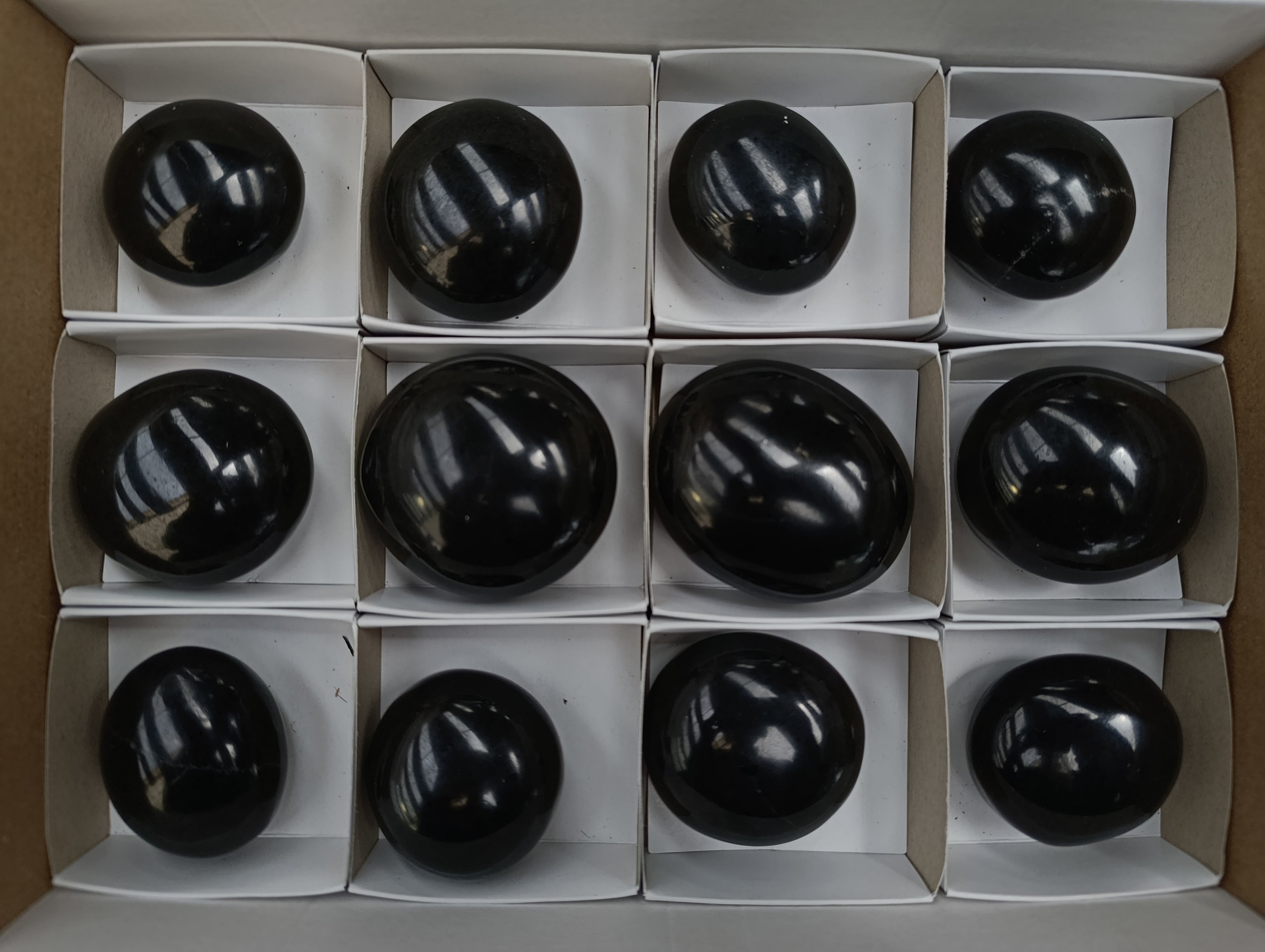 Polished Black Basalt Palm Stones x 12 From Antsirabe, Madagascar - Toprock Gemstones and Minerals 