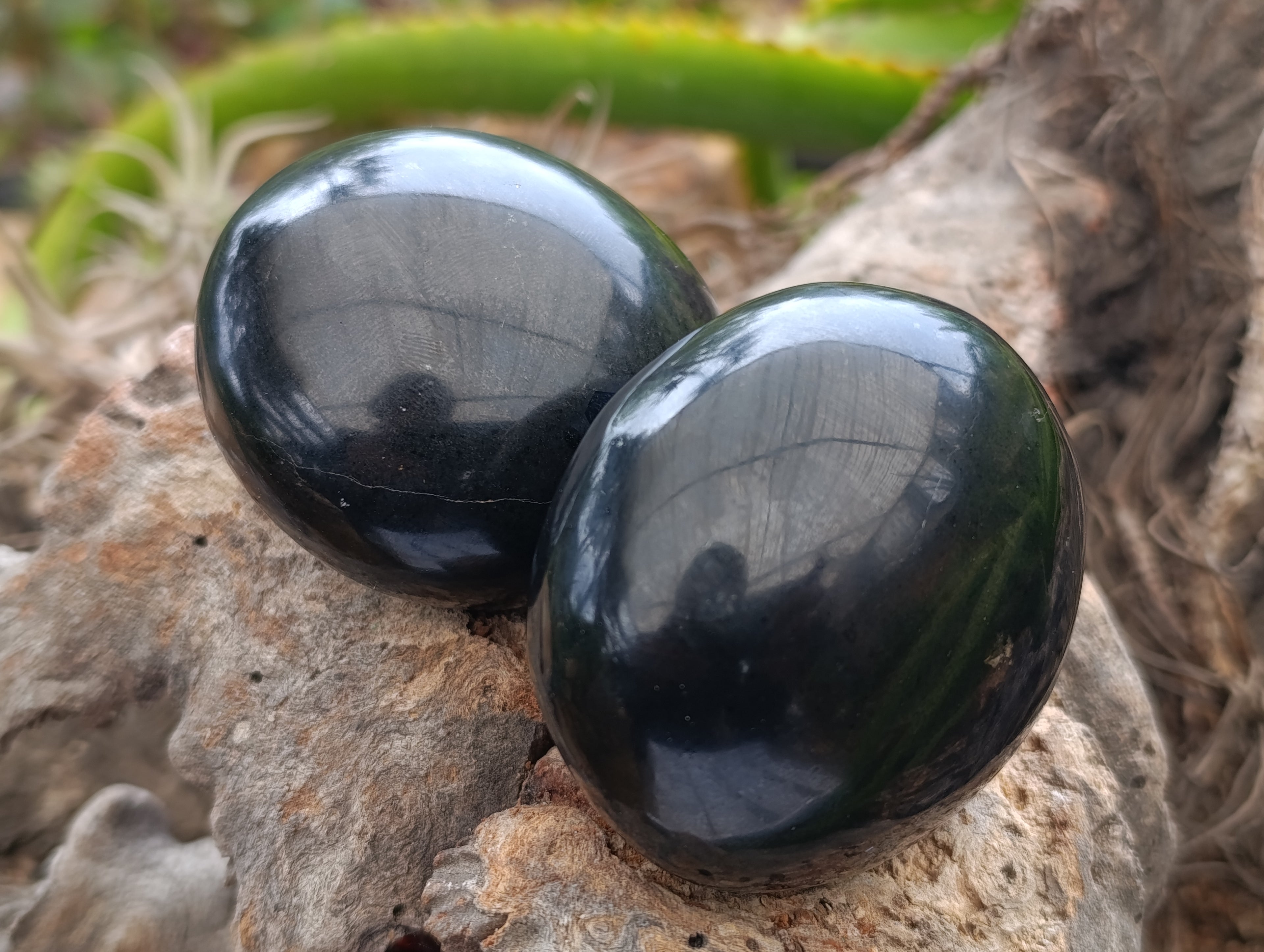 Polished Black Basalt Palm Stones x 12 From Antsirabe, Madagascar - Toprock Gemstones and Minerals 