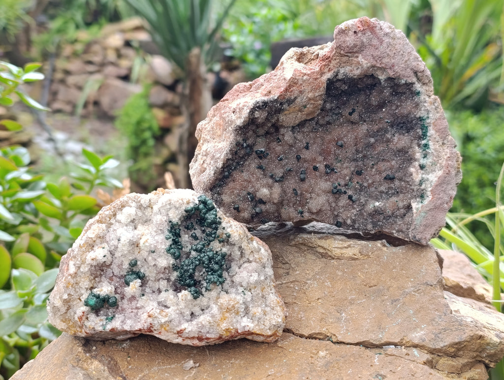 Natural Ball Malachite On Dolomite Matrix Specimens x 3 From Kambove, Congo - Toprock Gemstones and Minerals 