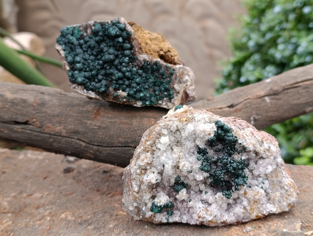 Natural Ball Malachite On Dolomite Matrix Specimens x 3 From Kambove, Congo - Toprock Gemstones and Minerals 