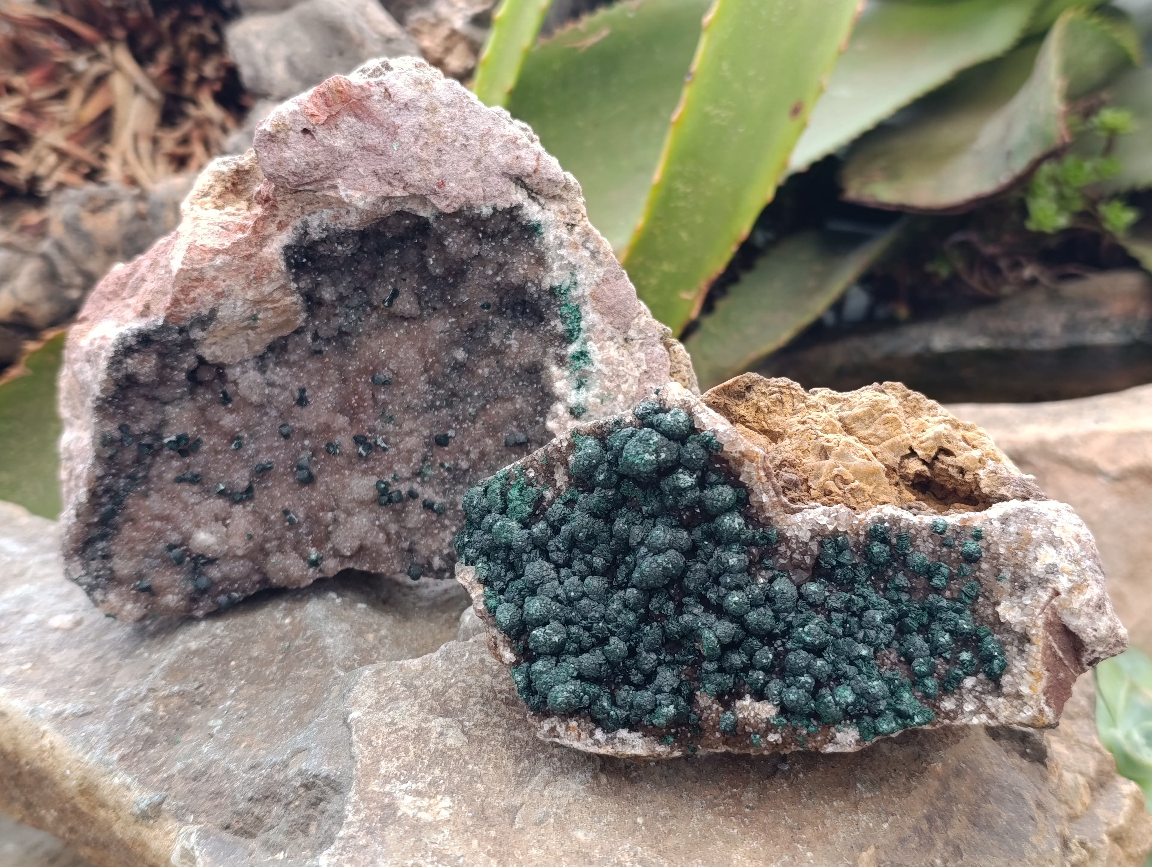 Natural Ball Malachite On Dolomite Matrix Specimens x 3 From Kambove, Congo - Toprock Gemstones and Minerals 