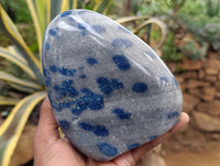 Polished Blue Spinel Spotted Quartz Standing Free Forms x 2 From Madagascar