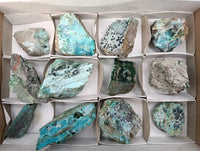 Natural Drusy Coated Chrysocolla Specimens x 12 From Likasi, Congo - Toprock Gemstones and Minerals 
