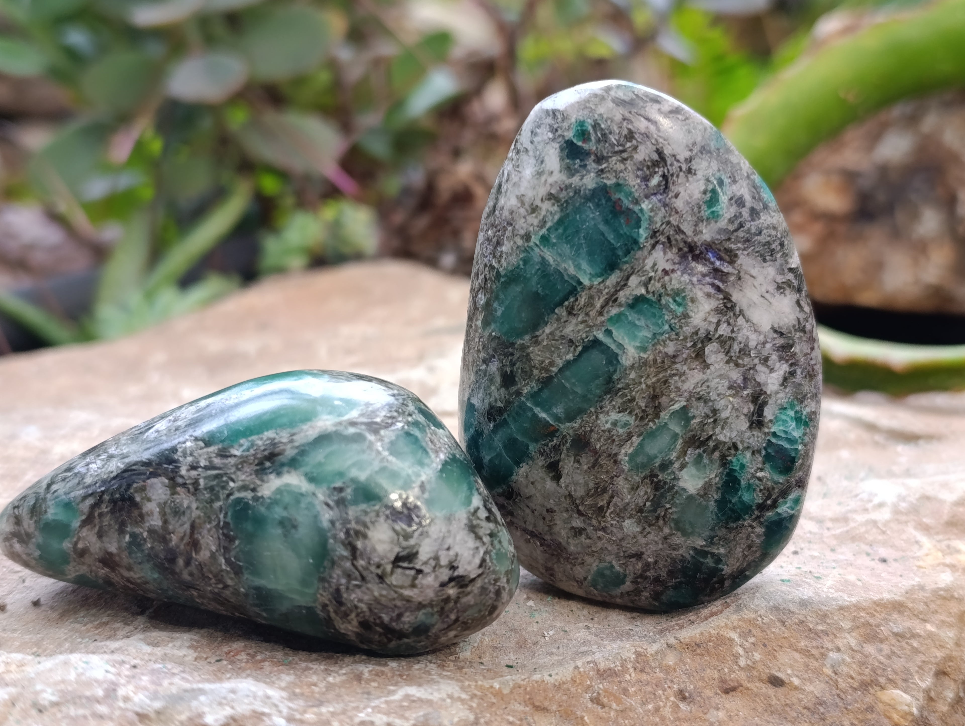 Polished Emerald Mica In Matrix Free Forms x 8 From Mutoko, Zimbabwe - Toprock Gemstones and Minerals 