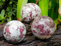 olished Rubellite Pink Tourmaline Spheres x 3 From Ambatondrazaka, Madagascar