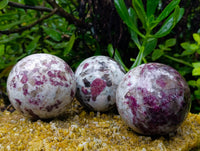olished Rubellite Pink Tourmaline Spheres x 3 From Ambatondrazaka, Madagascar