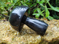 Polished Black Basalt Mushrooms x 6 From Antsirabe, Madagascar