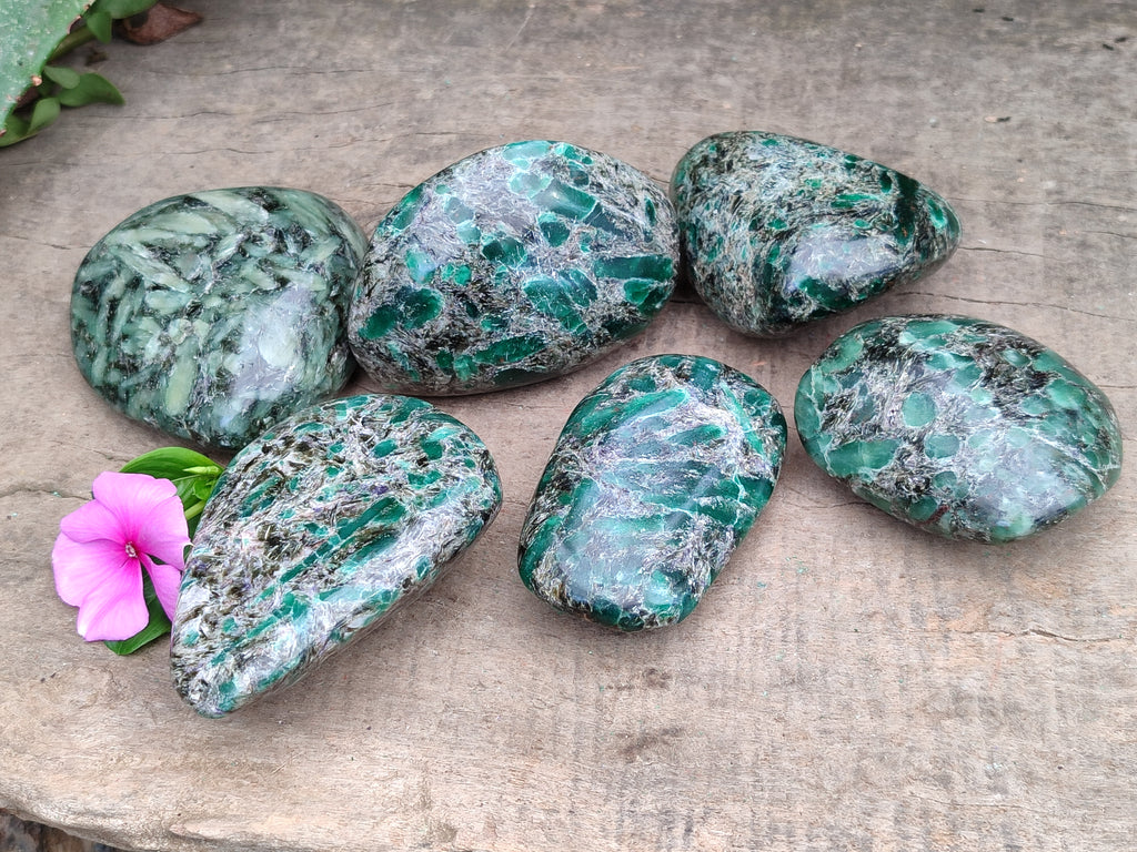 Polished Emerald Mica In Matrix Free Forms x 6 From Mutoko, Zimbabwe - Toprock Gemstones and Minerals 