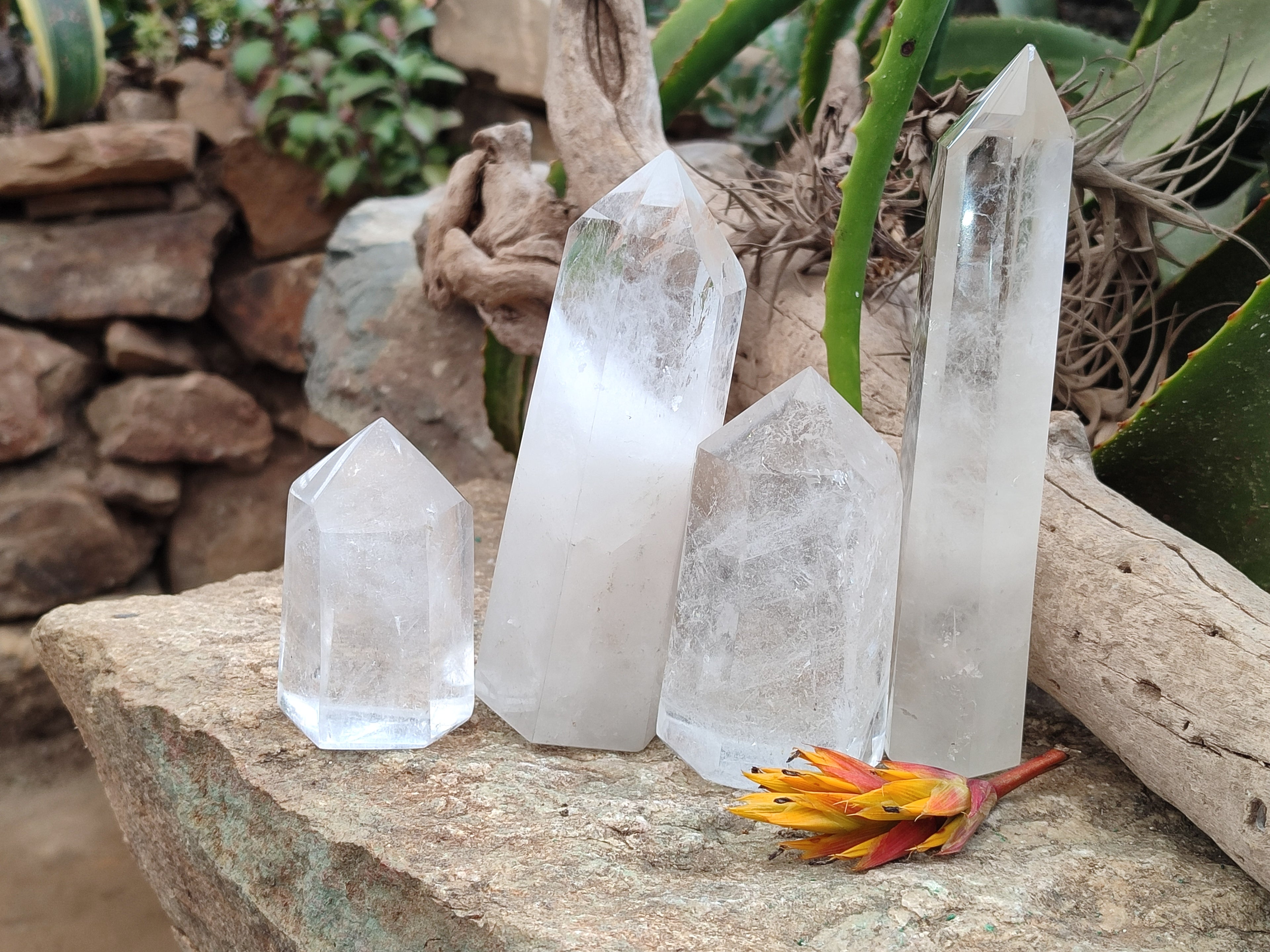 Polished Clear Quartz Crystals x 4 From Madagascar - Toprock Gemstones and Minerals 