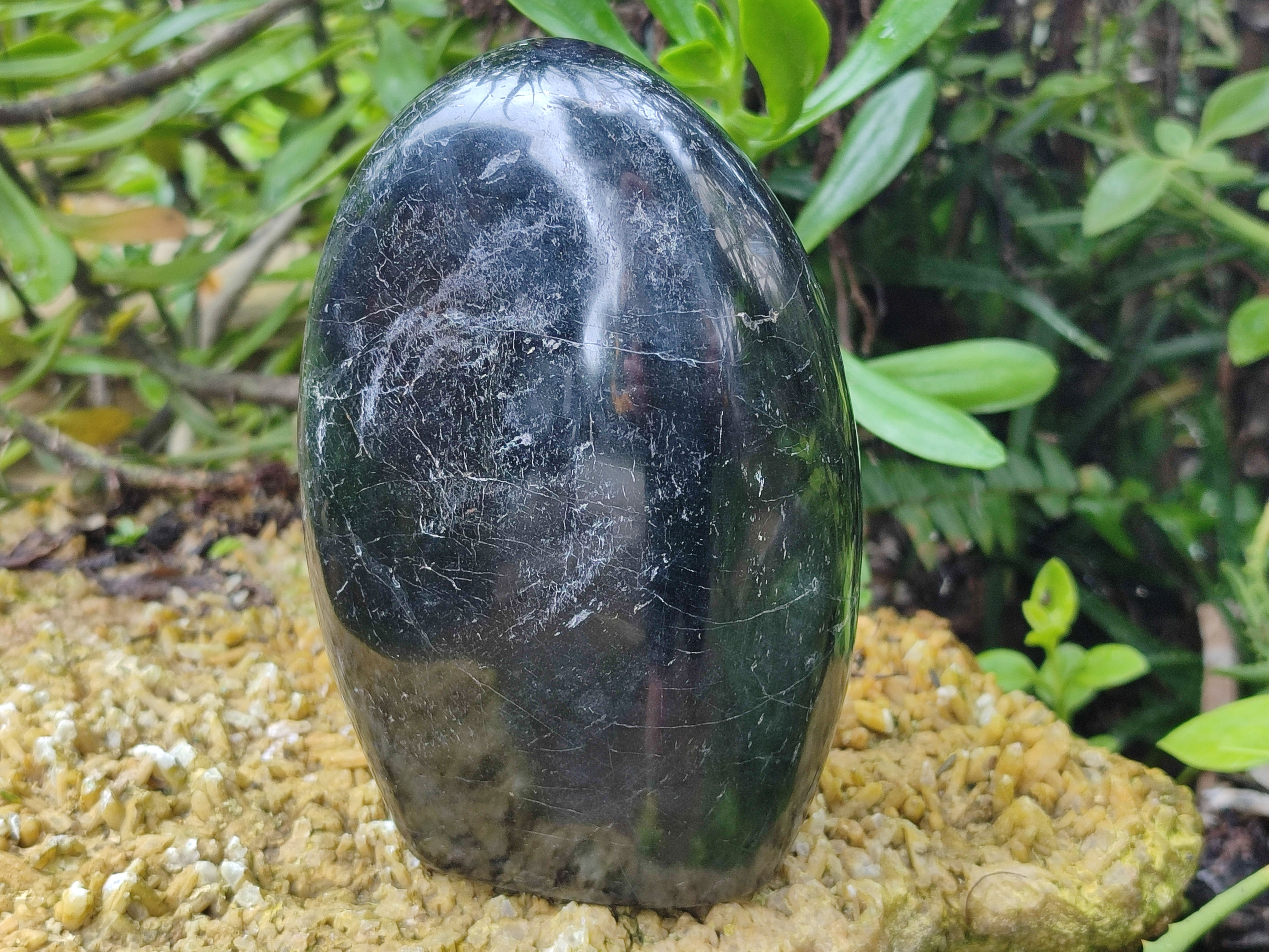 Polished Black Tourmaline Standing Free Form x 1 From Madagascar - Toprock Gemstones and Minerals 