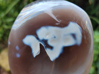 Polished Banded and Snow / Orca Agate Standing Free Forms x 3 From Madagascar