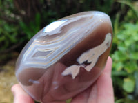 Polished Banded and Snow / Orca Agate Standing Free Forms x 3 From Madagascar