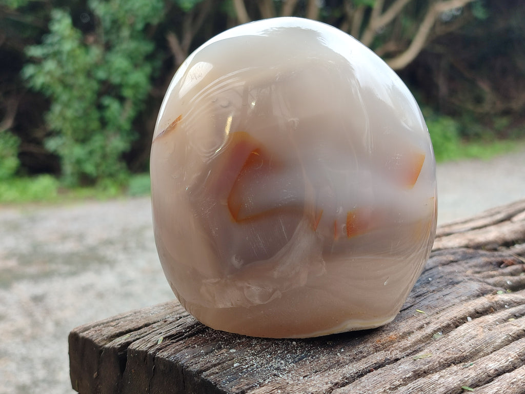 Polished Banded and Snow / Orca Agate Standing Free Forms x 3 From Madagascar - Toprock Gemstones and Minerals 