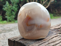 Polished Banded and Snow / Orca Agate Standing Free Forms x 3 From Madagascar