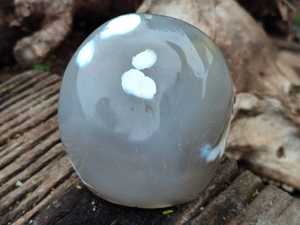 Polished Banded and Snow / Orca Agate Standing Free Forms x 3 From Madagascar - Toprock Gemstones and Minerals 