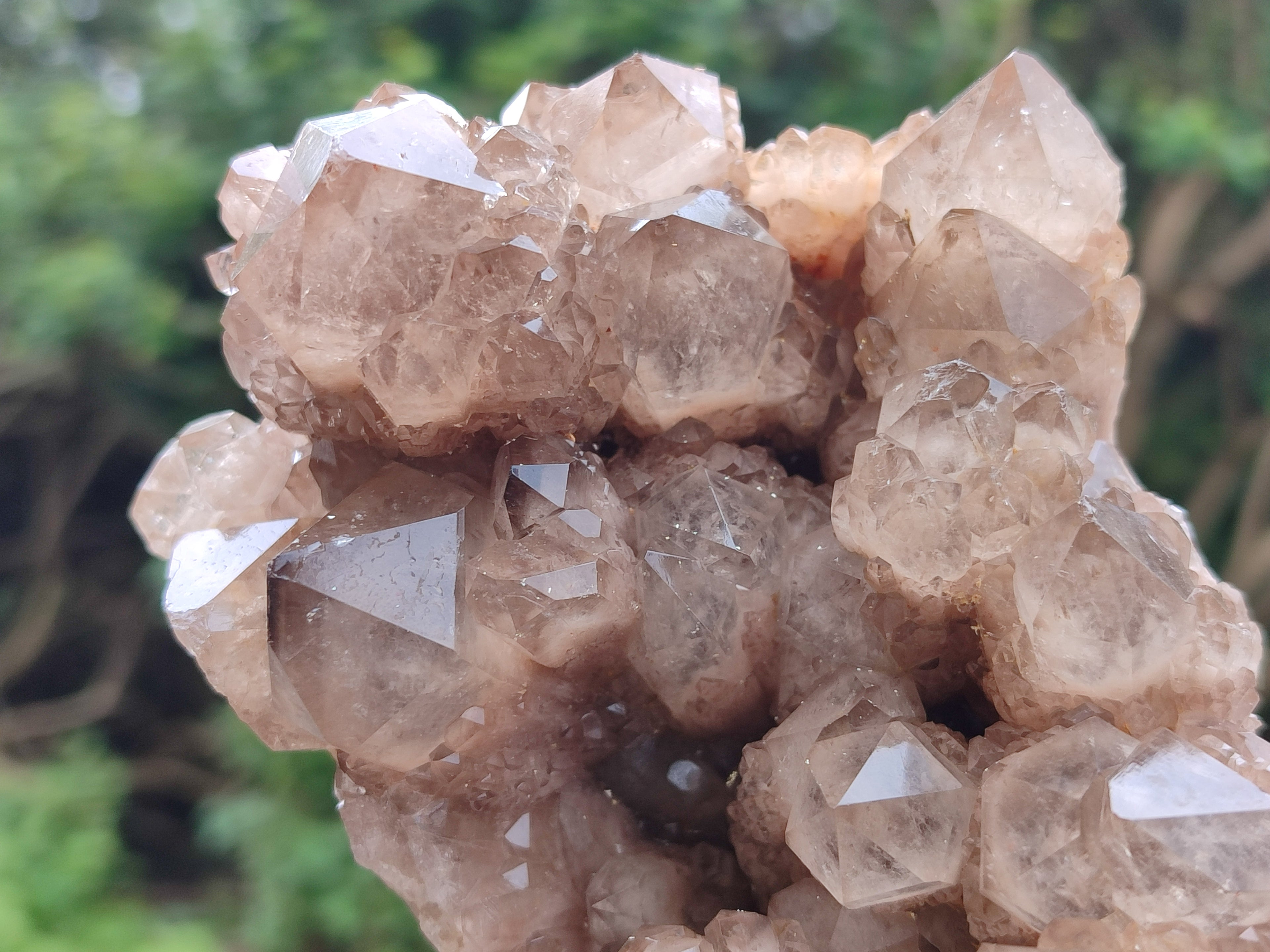 Natural Smokey Phantom Quartz Clusters x 2 From Luena, Congo - Toprock Gemstones and Minerals 