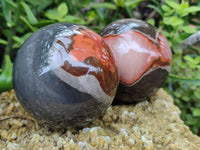 Polished Polychrome Jasper Spheres x 2 From Northwest Coast, Madagascar