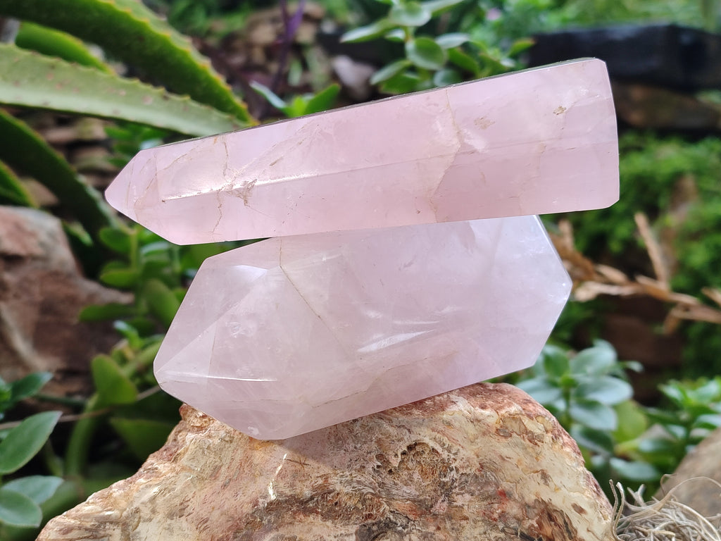 Polished Rose Quartz Crystal Points x 3 From Ambatondrazaka, Madagascar - Toprock Gemstones and Minerals 
