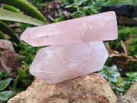 Polished Rose Quartz Crystal Points x 3 From Ambatondrazaka, Madagascar