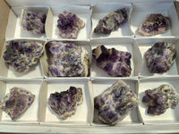 Natural Dark and Chevron Amethyst Clusters x 12 From Mapatizya, Zambia