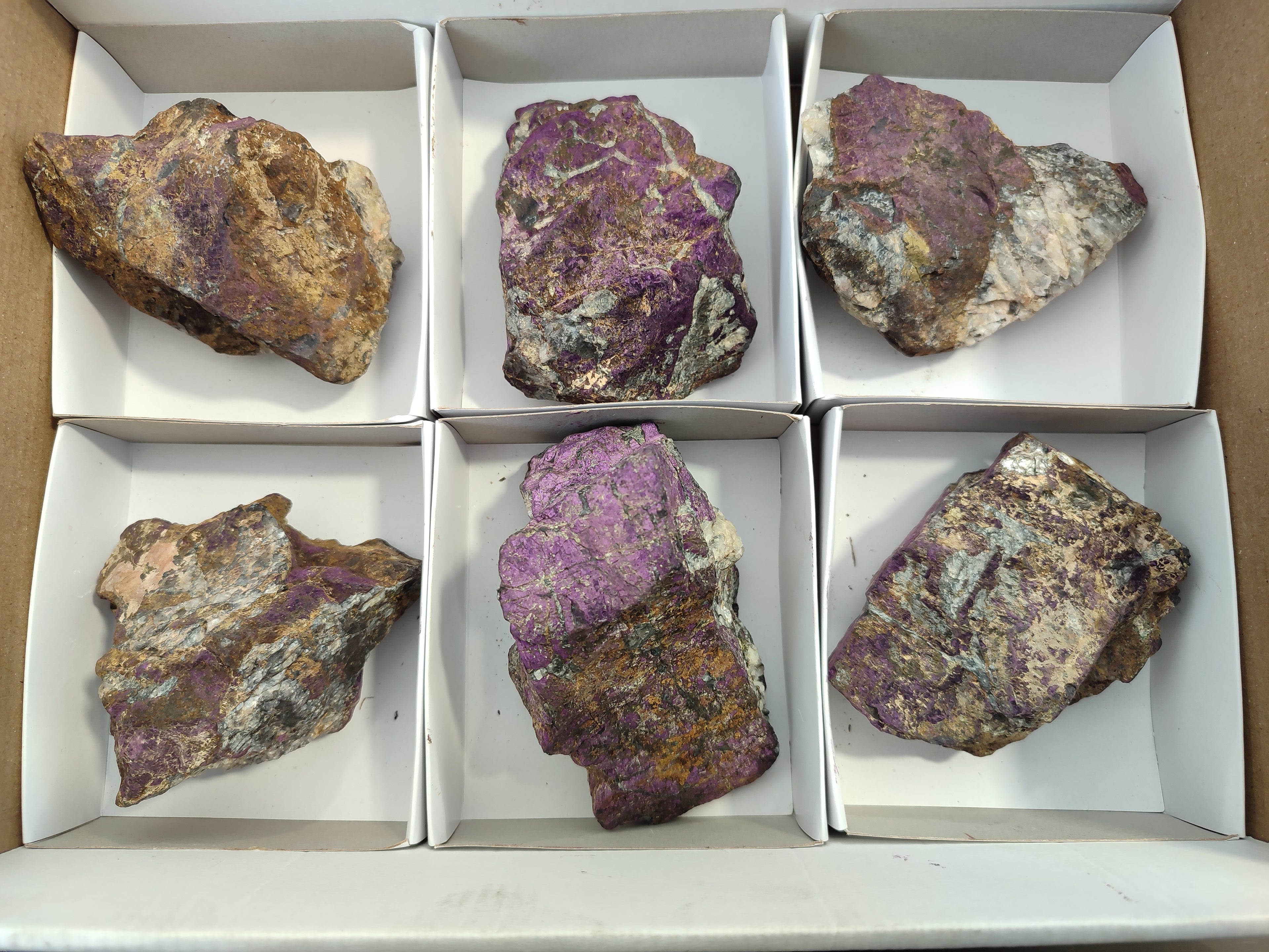 Natural Metallic Purpurite Cobbed Specimens x 6 From Erongo, Namibia - Toprock Gemstones and Minerals 