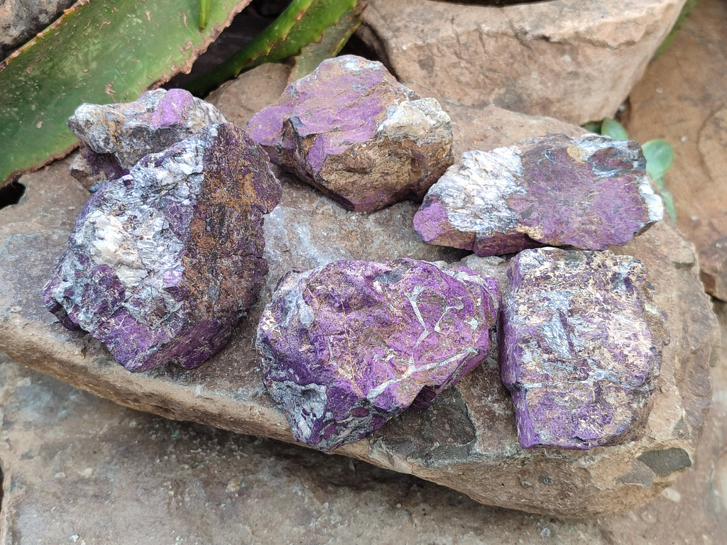 Natural Metallic Purpurite Cobbed Specimens x 6 From Erongo, Namibia - Toprock Gemstones and Minerals 