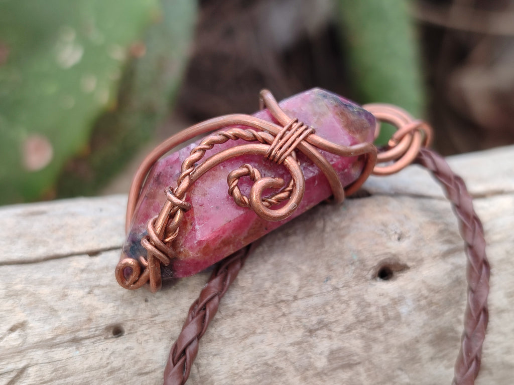 Hand Made Copper Wire Wrapped Pendants x 6 From Southern Africa - Toprock Gemstones and Minerals 