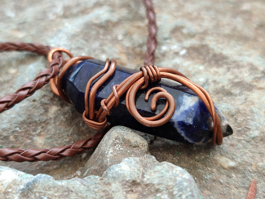 Hand Made Copper Wire Wrapped Pendants x 6 From Southern Africa - Toprock Gemstones and Minerals 