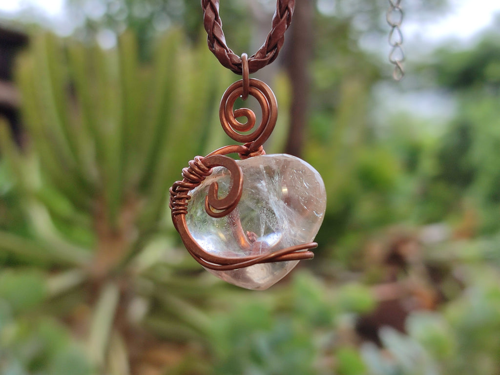 Hand Made Copper Wire Wrapped Pendants x 6 From Southern Africa - Toprock Gemstones and Minerals 