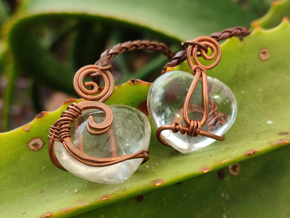 Hand Made Copper Wire Wrapped Pendants x 6 From Southern Africa - Toprock Gemstones and Minerals 