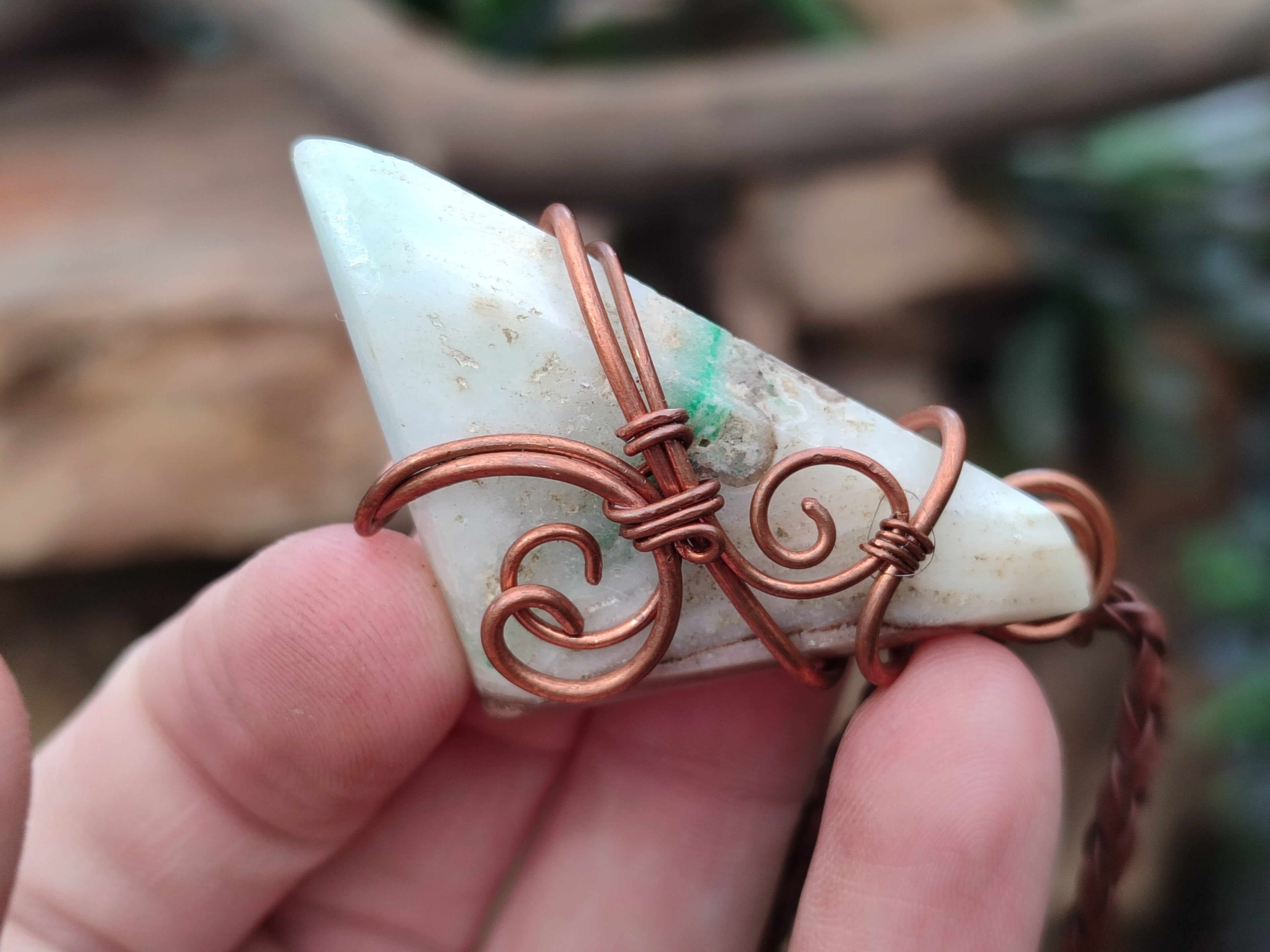 Hand Made Copper Wire Wrapped Pendants x 6 From Southern Africa - Toprock Gemstones and Minerals 