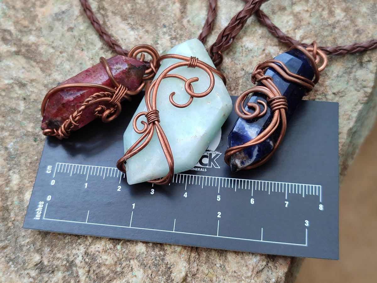 Hand Made Copper Wire Wrapped Pendants x 6 From Southern Africa - Toprock Gemstones and Minerals 
