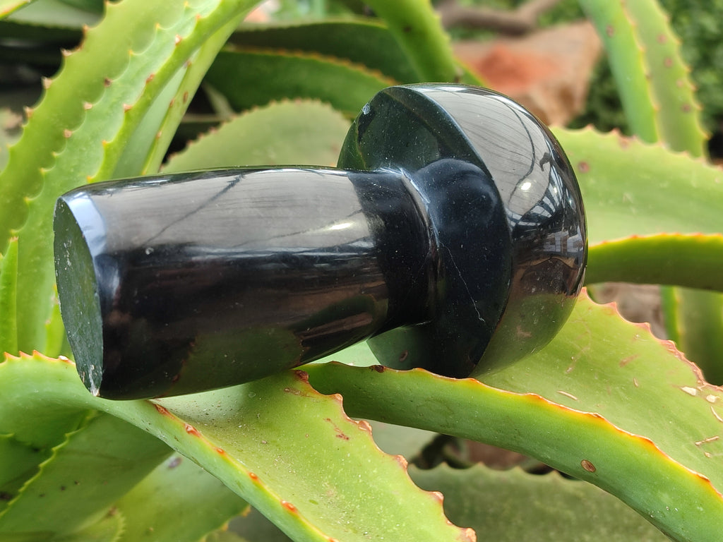 Polished Black Basalt Mushrooms x 6 From Antsirabe, Madagascar - Toprock Gemstones and Minerals 