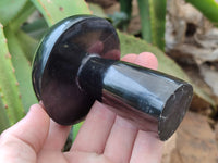 Polished Black Basalt Mushrooms x 6 From Antsirabe, Madagascar