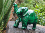 Hand Made Flower Banded Malachite Elephant Carving x 1 From Congo - Toprock Gemstones and Minerals 