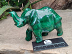 Hand Made Flower Banded Malachite Elephant Carving x 1 From Congo - Toprock Gemstones and Minerals 